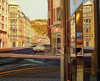 Agustin Reche (Spain) Recalde hacia La Salve, agustin reche, painting, art, car, street HD wallpaper