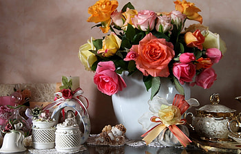 Plants, Flowers, Tablewares, Bouquets, Still Life HD wallpaper