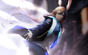 Amiya, , ArKnights, manga, blue eyes, ArKnights characters, abstract art, protagonist, Amiya ArKnights HD wallpaper