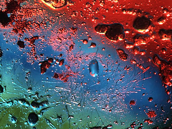 Martian Spores, blue, spores, green striped, red HD wallpaper
