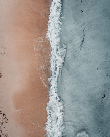 Seashore, aerial view, sea waves, beach HD phone wallpaper