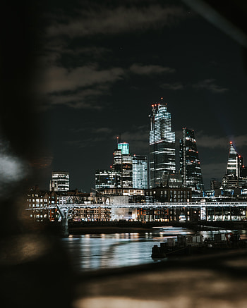 Cities, Rivers, Building, Lights, Dark, Night City, Bridge HD phone wallpaper