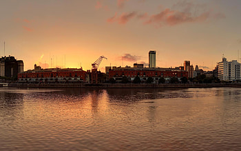 Cities, Water, Sunset, City, Argentina, Buenos Aires HD wallpaper