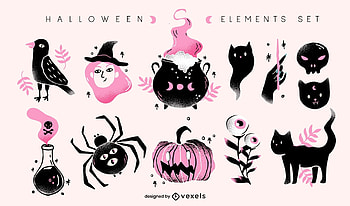 Pattern, black, vexels, spider, cat, witch, halloween, pink, ghost, pisici, pumpkin, texture, pot HD wallpaper