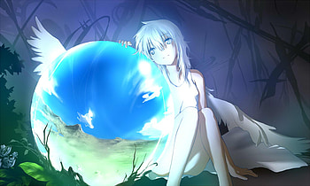 Magic Globe, crystal, cute, dress, wing, magical, short hair, female, sexy, wings, magic, hot, girl, anime girl, anime, fantasy, light, ball HD wallpaper
