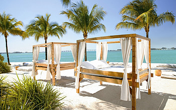 Beach, Palms, Interior, Miscellanea, Miscellaneous, Bed, Miami, Beds HD wallpaper