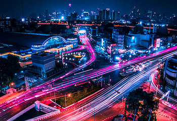 Cities, Architecture, Night City, City Lights, Thailand, Bangkok HD wallpaper