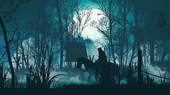 Geralt Of Rivia Passing Forest , geralt-of-rivia, the-witcher-3, 2023-games, games, minimalism, minimalist, artist, artwork, digital-art HD wallpaper