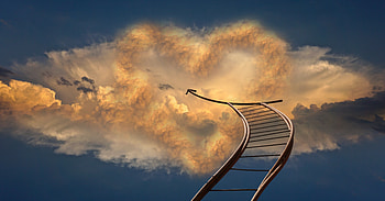 Art, Clouds, Arrow, Stairs, Ladder, Direction, Heaven HD wallpaper
