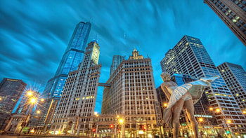 statue of Marilyn in a chicago plaza r, skyscrapers, plaza, city, r, statue HD wallpaper