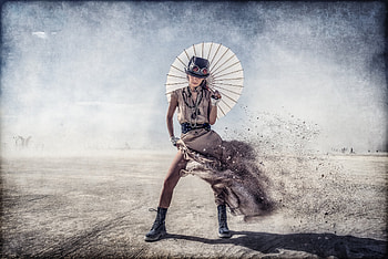 Steampunk Umbrella Woman, steampunk, artist, digital-art, artwork, woman, umbrella HD wallpaper
