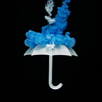 Umbrella, blue ink dipping, abstract HD phone wallpaper