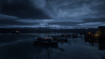 boat, river, morning, sky, video game, Red Dead Redemption 2 HD wallpaper