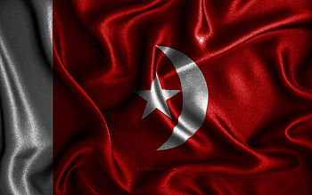 Flag of Umm Al Quwain Emirate, , silk wavy flags, Umm Al Quwain Emirate, Emirates of UAE, Asia, Day of Umm Al Quwain Emirate, Emirate of Umm Al Quwain, 3D art, Emirate of Umm Al Quwain Flag, Emirate of Umm Al Quwain 3D flag, UAE, United Arab Emirates HD wallpaper