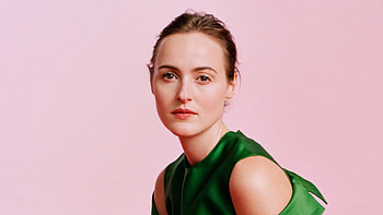 Girl Model Renate Reinsve Is Wearing Green Dress Standing In Light Pink Background Girls HD wallpaper