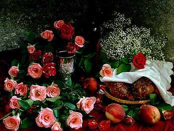 Days of Wine & Roses, pink, flowers, roses, wine HD wallpaper