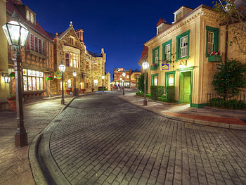 Beautiful street, street lamp, architecture, abstract, street, road, streetscape, houses HD wallpaper