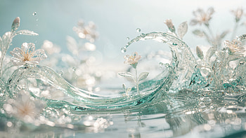: Crystal Blossom Wave, Flower, Water, Splash, Wave HD wallpaper