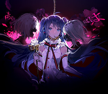 Hatsune miku, dark, long hair, anime girl HD wallpaper