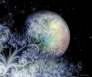 Beautiful Lacey Fractal Moon, moon, sky, beautiful, stars, fractal, lacey HD wallpaper