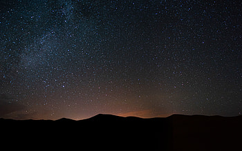 Silhouette, hills, mountains, starry sky HD wallpaper