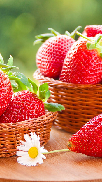 Vivid red, Strawberry close-up, Food graphy, Appetizing HD phone wallpaper