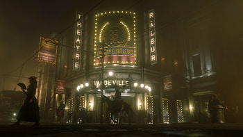Red Dead Redemption 2 - Saint Denis theater at night, city, cowboy, street light, night, video game, Red Dead Redemption 2 HD wallpaper