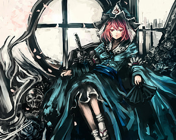 Anime painting, blue dress girl, anime, painting, a devil sword girl HD wallpaper