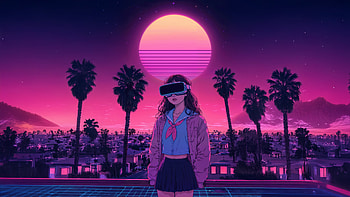 Anime School Girl Living In Virtual Reality, anime-girl, neon, artwork, art, digital-art, ai, artist HD wallpaper
