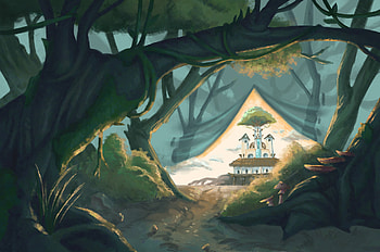 A Portal to Biringan, fantasy, city, forest, landscape, cabin, fantasy landscape, fantasy city HD wallpaper
