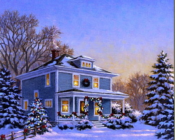 ★Christmas Traditions★, winter, holidays, winter holidays, colors, houses, traditions, snow, christmas tree, white trees, paintings, beautiful, creative pre-made, love four seasons, Christmas, xmas and new year, lovely, home HD wallpaper