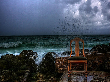 Chair by the Sea, sea, chair HD wallpaper