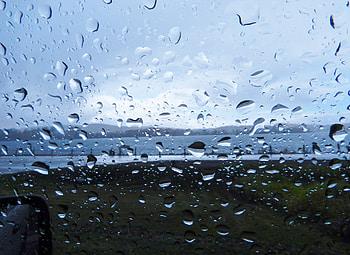 Raining, graphy, Lake, Nature, Raindrops, Clouds, Sky HD wallpaper