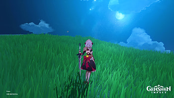 Noelle, moon, blue, sword, woman warrior, Noelle (Genshin Impact), video game, Genshin Impact HD wallpaper