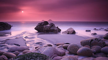 Rock Beach Cool Sunset, beach, sunset, nature, rocks HD wallpaper