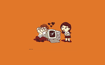 Love, Gamer, Vector, Girl, Guy, Computer HD wallpaper