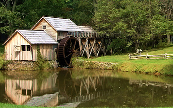 Water Mill, river, forests, beautiful, grass, spring, green, hut, fields, nature HD wallpaper