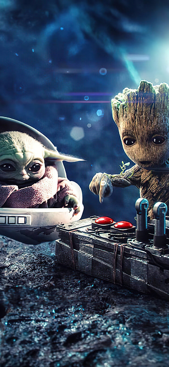 Baby Groot, Baby Yoda HD phone wallpaper