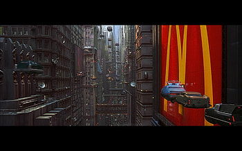 mcdonalds in the future, the fith element, bruce willis, movie, future HD wallpaper
