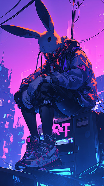 Sci-Fi Bunny: A Futuristic , Sci Fi, bunny, cyberpunk, urban HD phone wallpaper