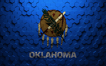 Flag of Oklahoma, honeycomb art, Oklahoma hexagons flag, Oklahoma, 3d hexagons art, Oklahoma flag HD wallpaper