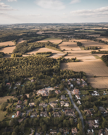 Cities, Trees, Fields, City, Building, View From Above HD phone wallpaper
