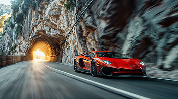 Lamborghini Aventador Speeding Through Mountain Tunnel –, Lamborghini Aventador, Lamborghini HD wallpaper