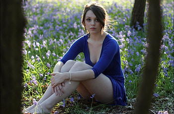 Pretty Girl, blue, girl, beautiful, flowers HD wallpaper