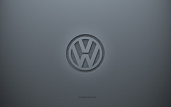 Volkswagen logo, gray creative background, Volkswagen emblem, gray paper texture, Volkswagen, gray background, Volkswagen 3d logo HD wallpaper