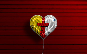 I Love Nunavut, , realistic balloons, red wooden background, Day of Nunavut, canadian provinces, flag of Nunavut, Canada, balloon with flag, Provinces of Canada, Nunavut flag, Nunavut HD wallpaper