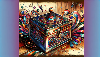 Vibrant Music Box Art, music box, treasure chest, vibrant colors, fantasy HD wallpaper