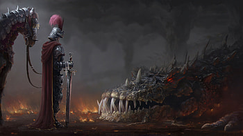 Red knight, , Epic background, Strong presence HD wallpaper