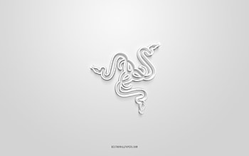 Razer 3d logo, white background, 3d art, Razer emblem, Razer logo, creative 3d art, Razer, white Razer logo HD wallpaper