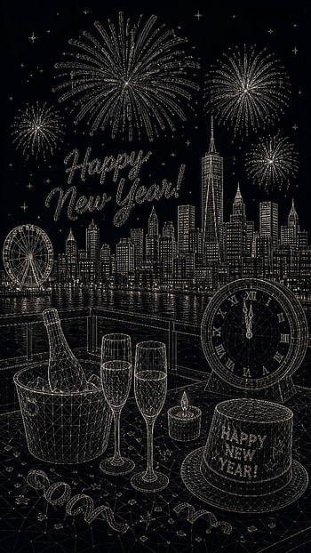 Midnight Cityscape — New Year's Eve , Fireworks, Clock, Skyline HD phone wallpaper